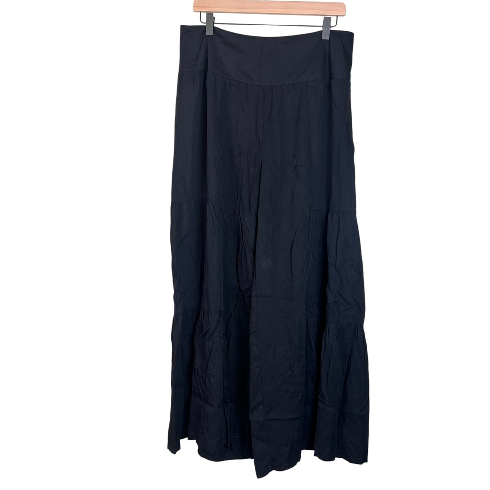 SHEIN Black Tiered Wide Leg Pants High Waisted Flowy Palazzo Trousers XL